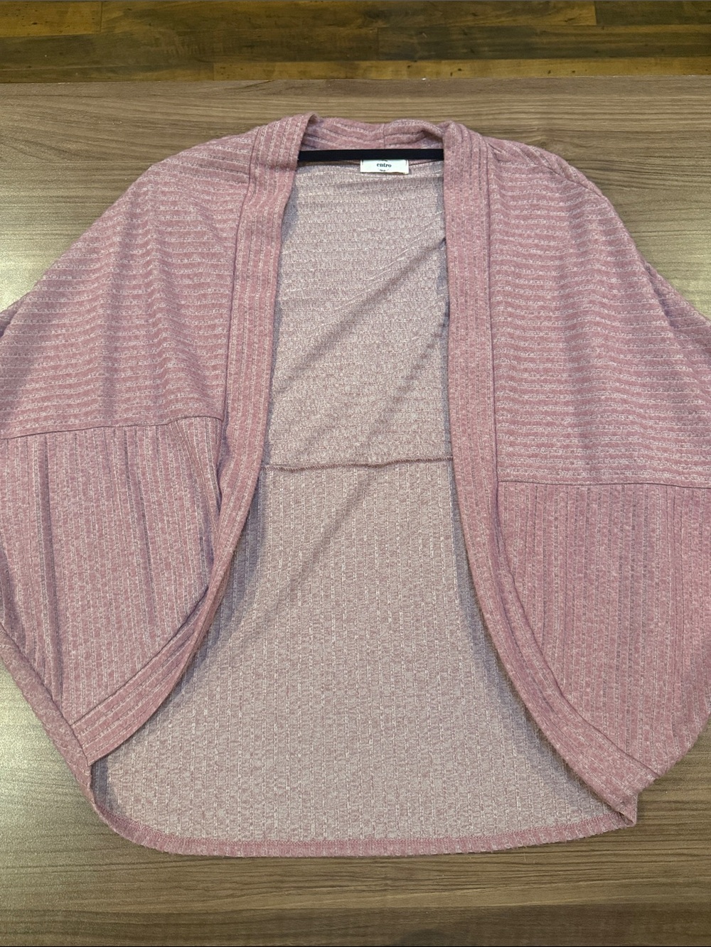 entro Pink Open-Front Ribbed Knit Shrug